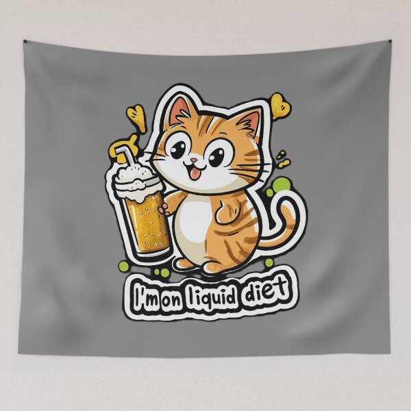Item preview, Cat on Liquid Diet Only designed and sold by Kat's Design Hub.