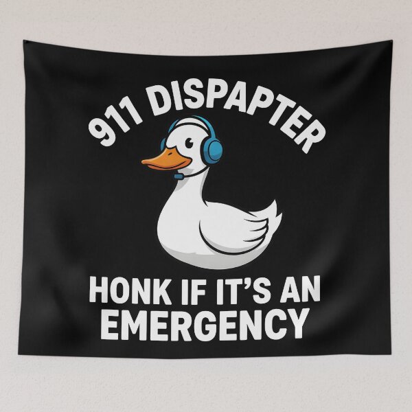 Item preview, Funny 911 Dispatcher Duck Honk If Its An Emergency Art designed and sold by DrawHandArt.