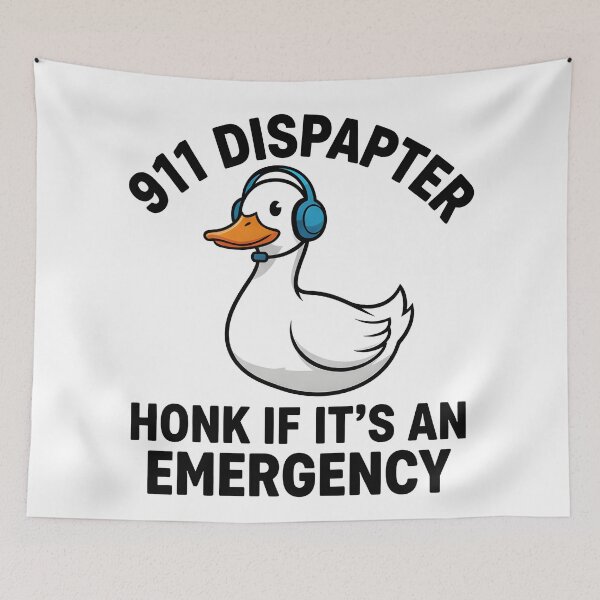 Item preview,  Funny 911 Dispatcher Duck Honk If Its An Emergency Art designed and sold by DrawHandArt.