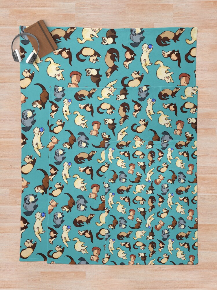 Alternate view of cat snakes in blue Throw Blanket