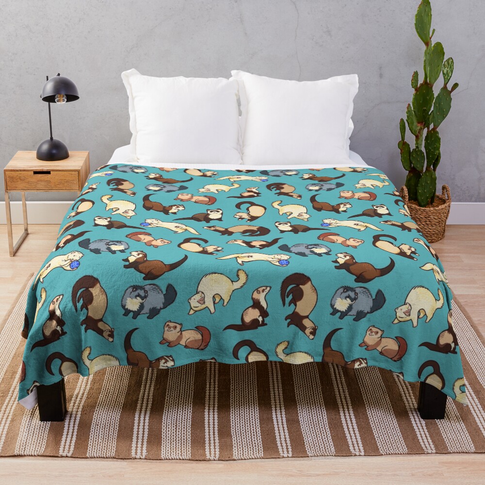 cat snakes in blue Throw Blanket