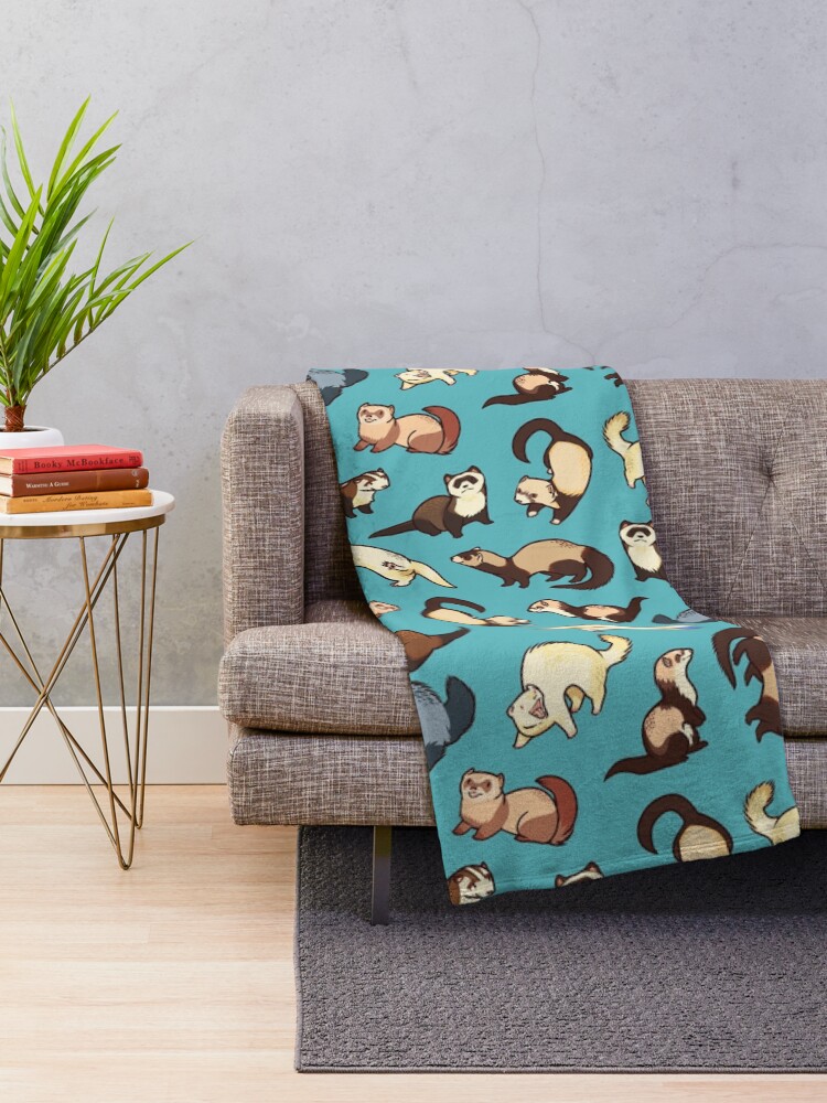 Alternate view of cat snakes in blue Throw Blanket