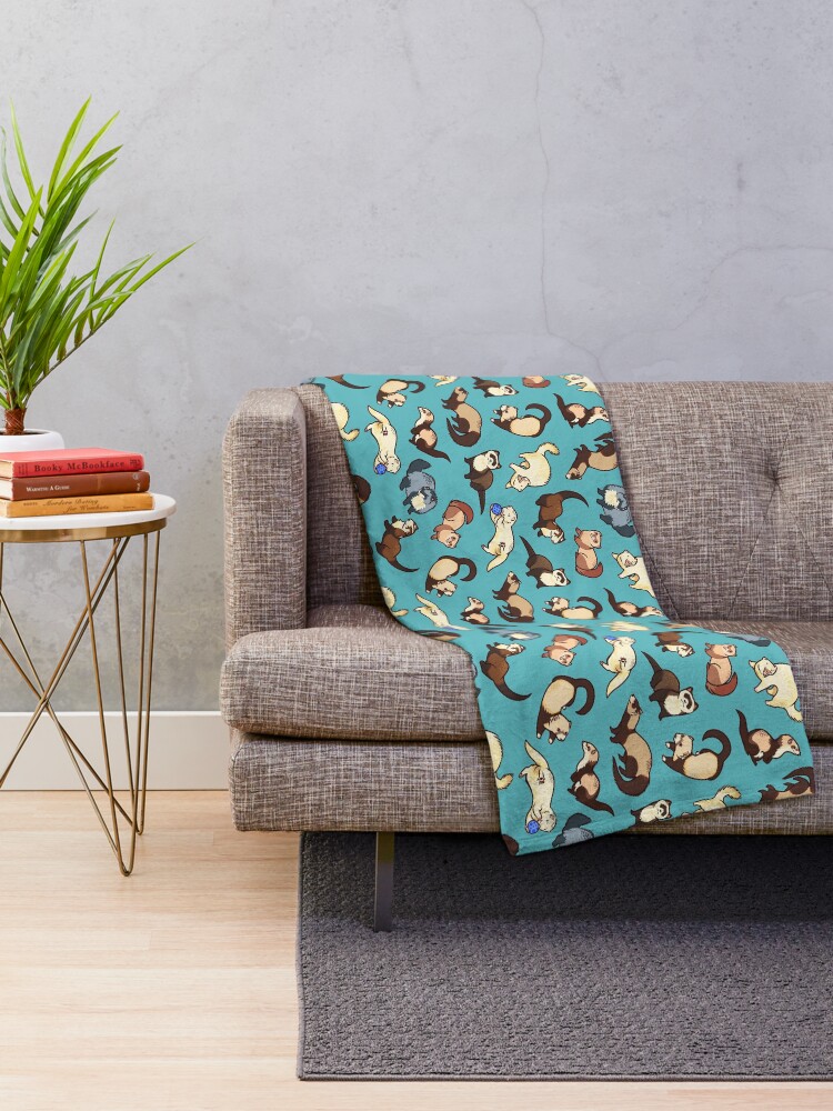 Alternate view of cat snakes in blue Throw Blanket