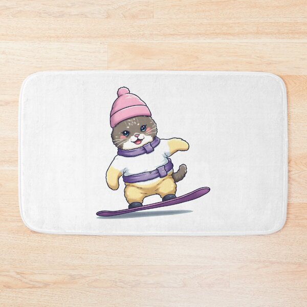 Item preview, Kawaii Cat Snowboarding Cute Winter Art designed and sold by Uglyandcute.