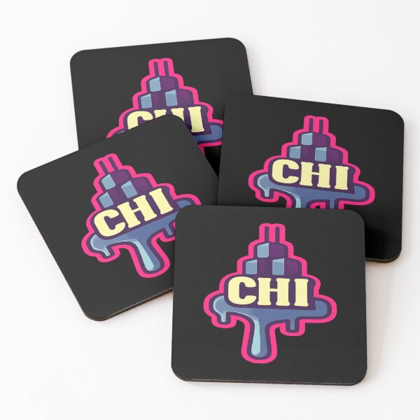 Item preview, CHI Melting Skyline Popsicle Sticker – Neon Drip Chicago Graphic designed and sold by POD DYNASTY | Original Print On Demand T-Shirt Graphics.