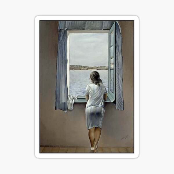 WOMAN IN THE WINDOW : Vintage 1925 Painting Print Sticker