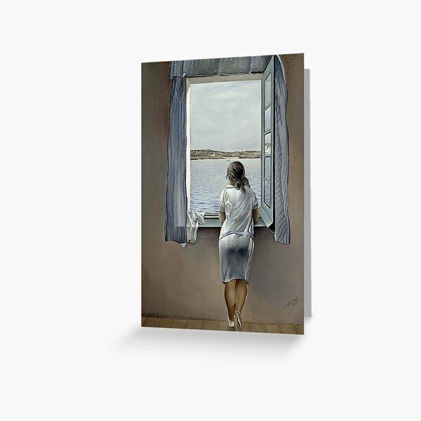 WOMAN IN THE WINDOW : Vintage 1925 Dali Painting Print Greeting Card