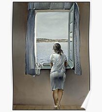 FRAU IM FENSTER: Vintage 1925 Dali Malerei Print Poster