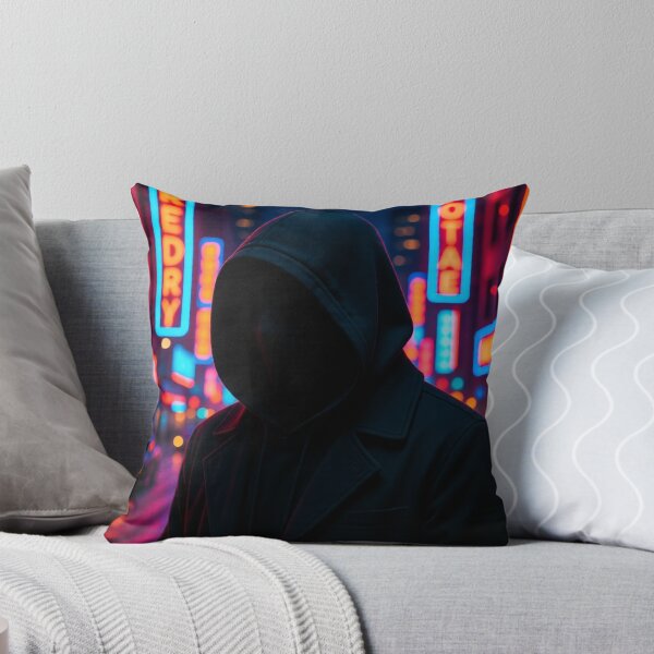 Artikelvorschau, Neon Hooded Figure Futuristic Cyberpunk Art entworfen und verkauft von PinkiArt.