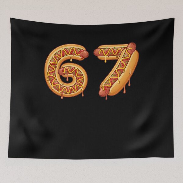 Item preview, 67 Hot Dog Number Foodie Humor designed and sold by SofenArt.