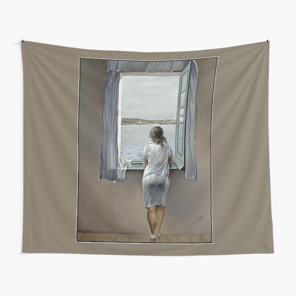 FEMME DANS LA FENÊTRE: impression de peinture Dali Vintage 1925 Tentures