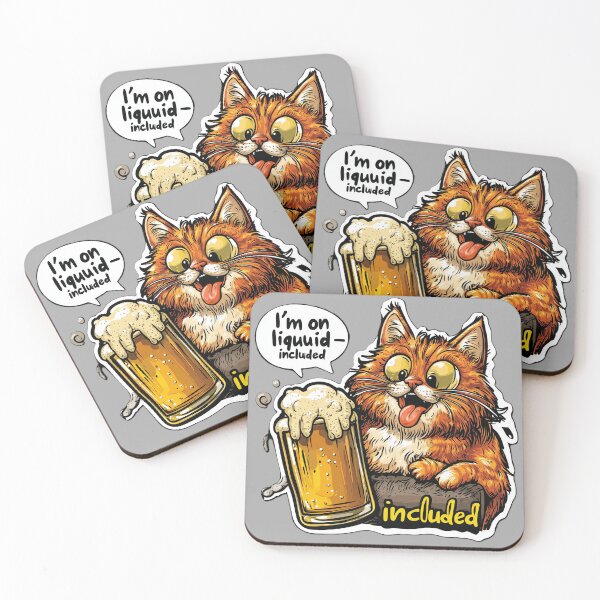 Item preview, Liquid Diet Cat Funny Illustration designed and sold by Kat's Design Hub.