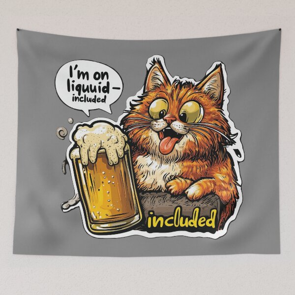 Item preview, Liquid Diet Cat Funny Illustration designed and sold by Kat's Design Hub.