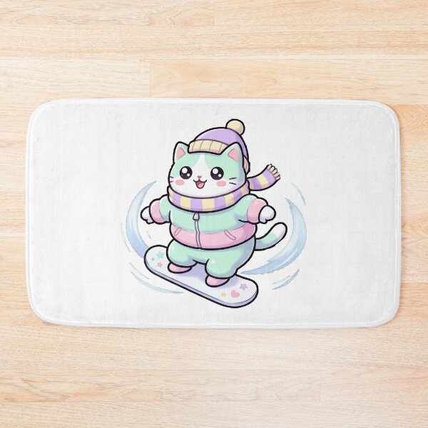 Item preview, Kawaii Cat Snowboarding Cute Winter Art designed and sold by Uglyandcute.