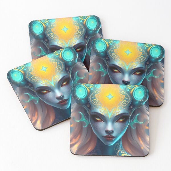 Item preview, Ethereal Night Deity with Luminous Solar Mandala designed and sold by ArtMorphStudio.
