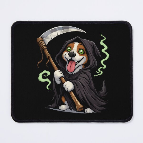 Item preview, Grim Reaper Dog Cartoon – Cute Dark Humor Puppy with Scythe designed and sold by Sonic Nova Studios.