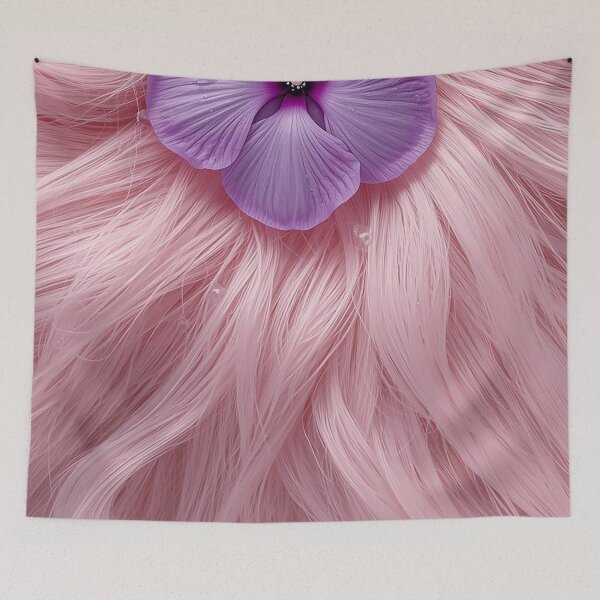Item preview, Pink Fur Texture with Purple Flower – Pastel Aesthetic Macro Art Bag Design designed and sold by Impact-Art.