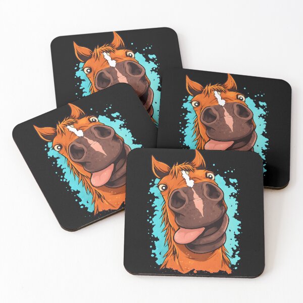 Item preview, Funny Silly Horse Face Tongue Out Derpy Animal Art designed and sold by DrawHandArt.