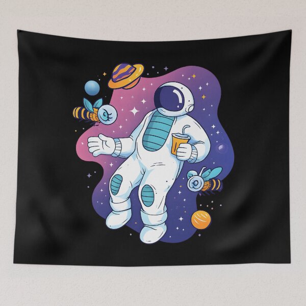 Item preview, Cute Astronaut in Space with Cosmic Honey Bees  designed and sold by DrawHandArt.