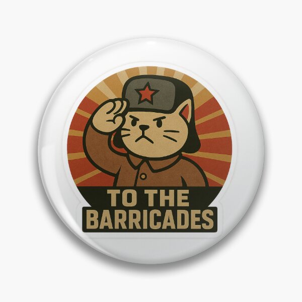 Item preview, To the Barricades Comrade Cat Retro Propaganda designed and sold by LexKYart.