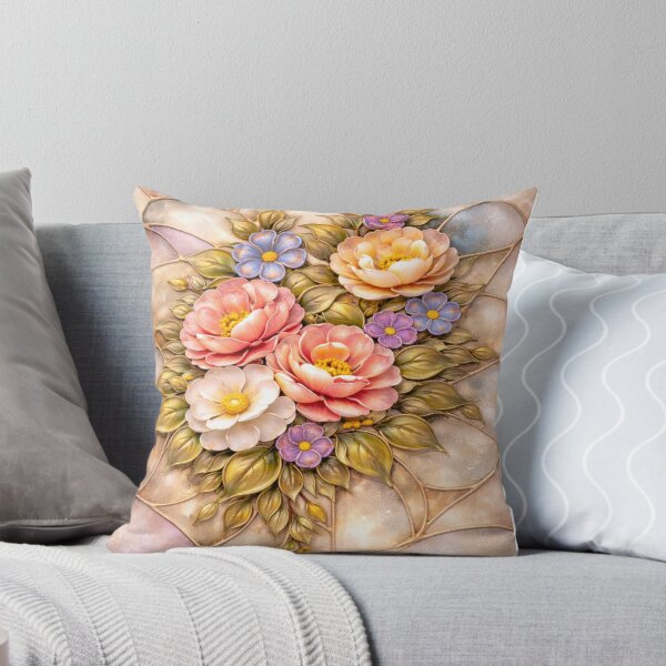 Item preview, Stained Glass Floral Panel Art – Elegant Vintage Botanical Window Illustration designed and sold by TSOL5.