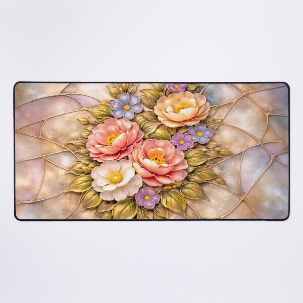 Item preview, Stained Glass Floral Panel Art – Elegant Vintage Botanical Window Illustration designed and sold by TSOL5.