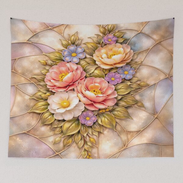Item preview, Stained Glass Floral Panel Art – Elegant Vintage Botanical Window Illustration designed and sold by TSOL5.