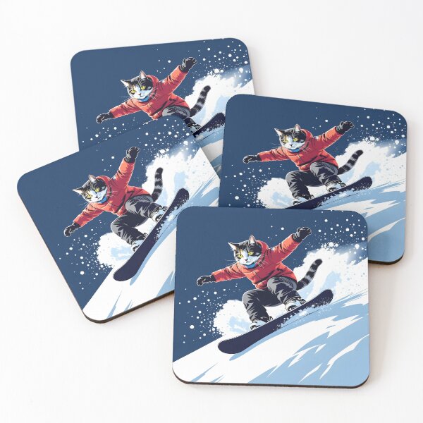 Item preview, Snowboarding Cat Action Winter Sports Illustration designed and sold by Uglyandcute.