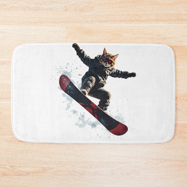 Item preview, Snowboarding Cat Action Winter Sports Illustration designed and sold by Uglyandcute.