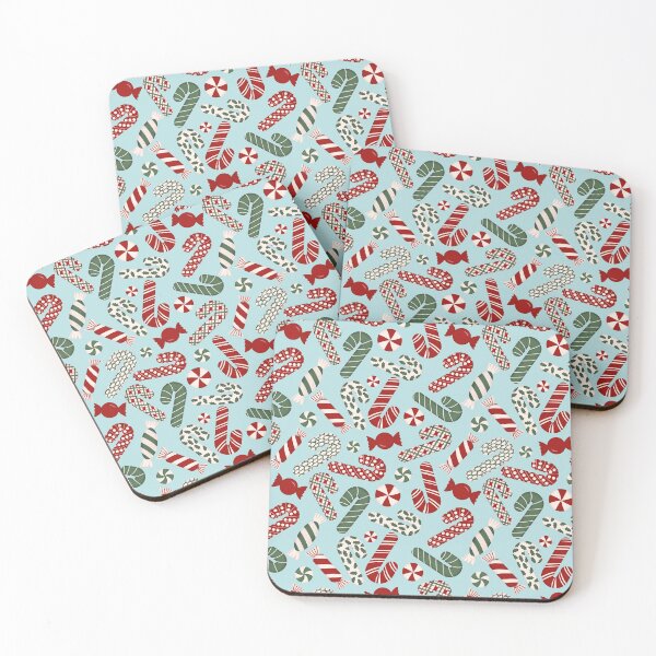 Item preview, Candies & Candy Canes - Multicolored on Cyan Light Blue designed and sold by thecolorbirdie.