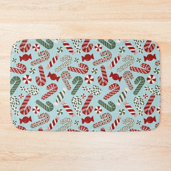 Item preview, Candies & Candy Canes - Multicolored on Cyan Light Blue designed and sold by thecolorbirdie.