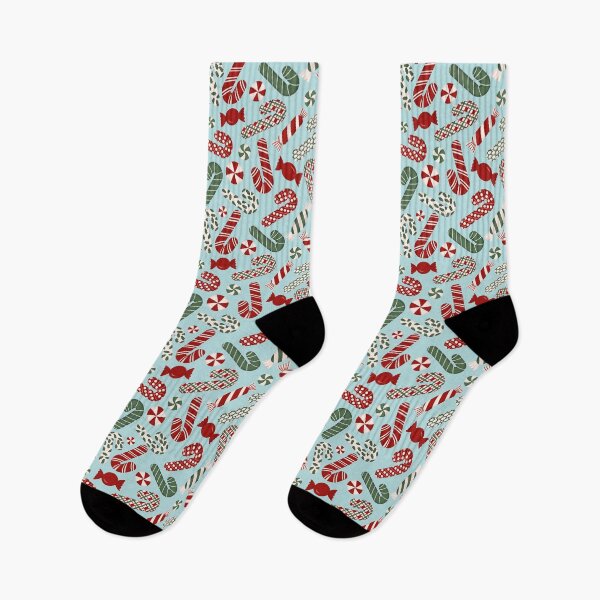 Item preview, Candies & Candy Canes - Multicolored on Cyan Light Blue designed and sold by thecolorbirdie.