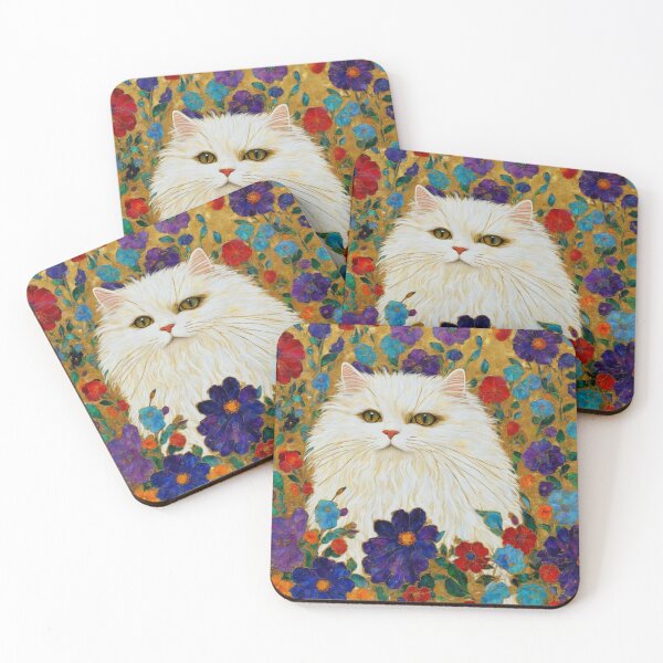 Item preview, White Cat Floral Art designed and sold by TheDarkWardrobe.