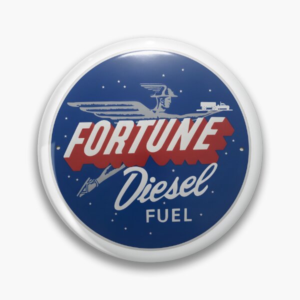Item preview, Vintage Fortune Diesel Fuel Round Sign with Winged Messenger Graphic designed and sold by CharlieDesings.