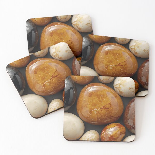 Item preview, Abstract Polished River Stones Macro Art  Glossy Organic Pebbles Dark Background designed and sold by Impact-Art.