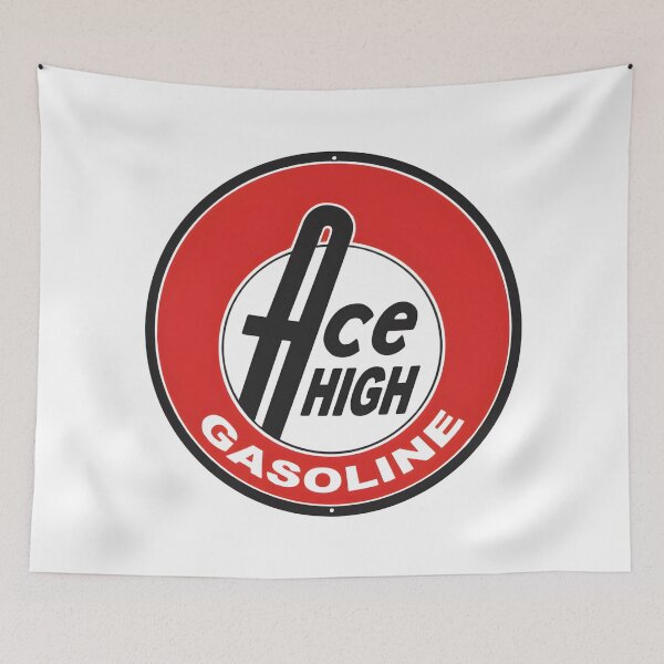 Item preview, Vintage Ace High Gasoline Retro Round Metal Sign designed and sold by CharlieDesings.