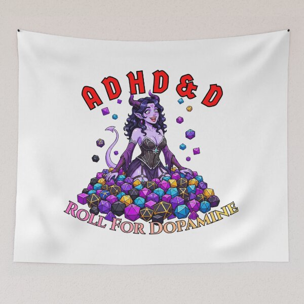 Item preview, Roll For Dopamine: ADHD&D Tiefling designed and sold by SkinnyFlatWhite.