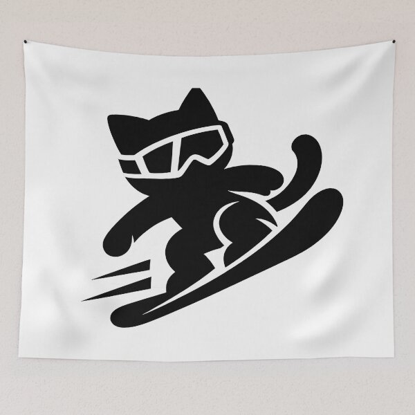 Item preview, Minimalist Cat Snowboarding Icon Design designed and sold by Uglyandcute.