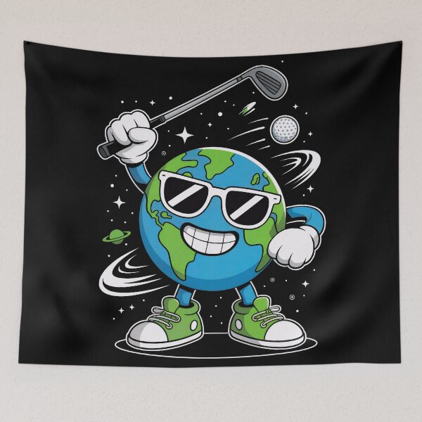 Item preview, Dabbin’ Blue Golf Ball – Funny Space Cartoon designed and sold by MKV Design.