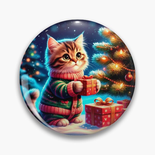 Item preview, Cozy New Year Kitten with Christmas Gifts designed and sold by AmetistLight.