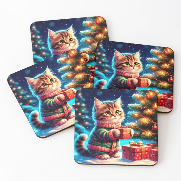 Item preview, Cozy New Year Kitten with Christmas Gifts designed and sold by AmetistLight.