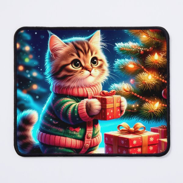 Item preview, Cozy New Year Kitten with Christmas Gifts designed and sold by AmetistLight.