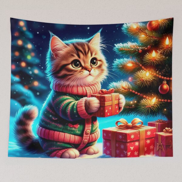 Item preview, Cozy New Year Kitten with Christmas Gifts designed and sold by AmetistLight.