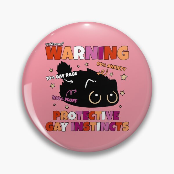 Item preview, Warning Protective Gay Instincts - Lesbian Design designed and sold by outandworn.