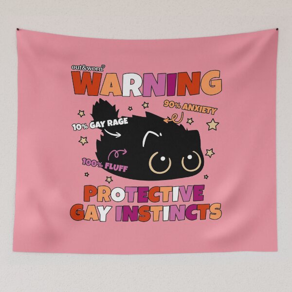 Item preview, Warning Protective Gay Instincts - Lesbian Design designed and sold by outandworn.
