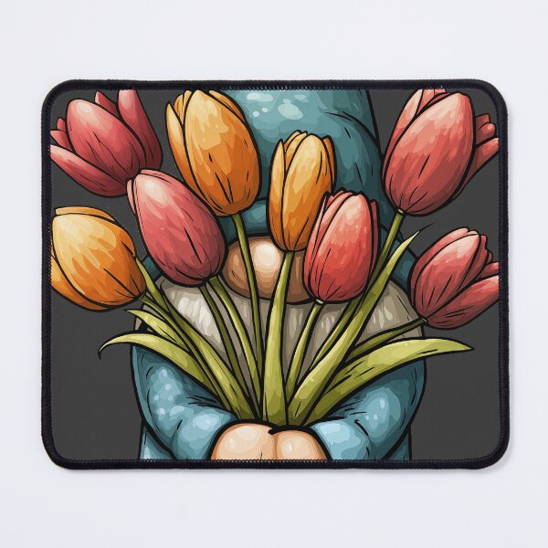 Item preview, Bashful Gnome with Tulips Valentine designed and sold by Boddicca.