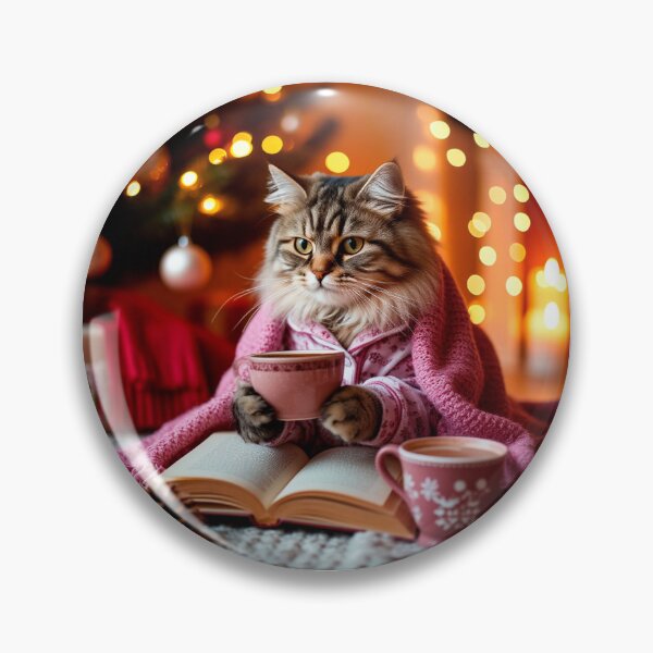 Item preview, Cozy Winter Cat Reading with Hot Cocoa designed and sold by AmetistLight.