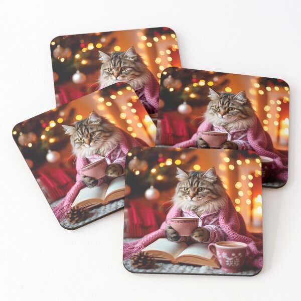 Item preview, Cozy Winter Cat Reading with Hot Cocoa designed and sold by AmetistLight.