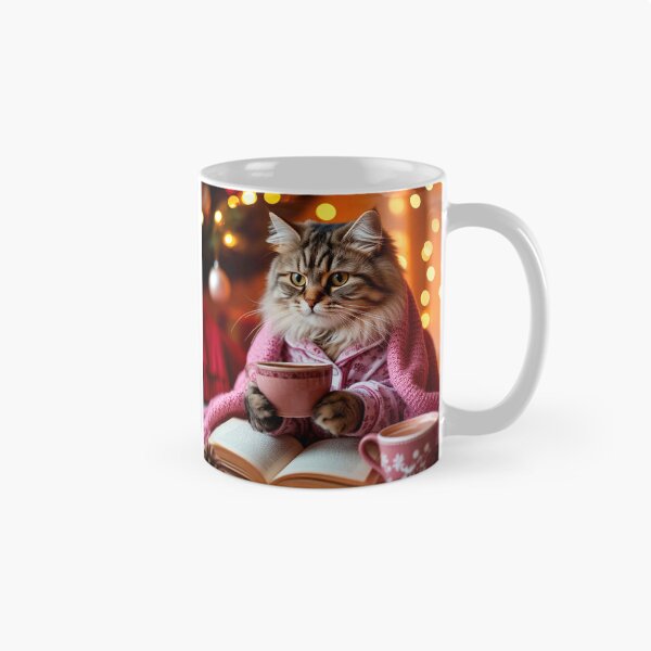 Item preview, Cozy Winter Cat Reading with Hot Cocoa designed and sold by AmetistLight.
