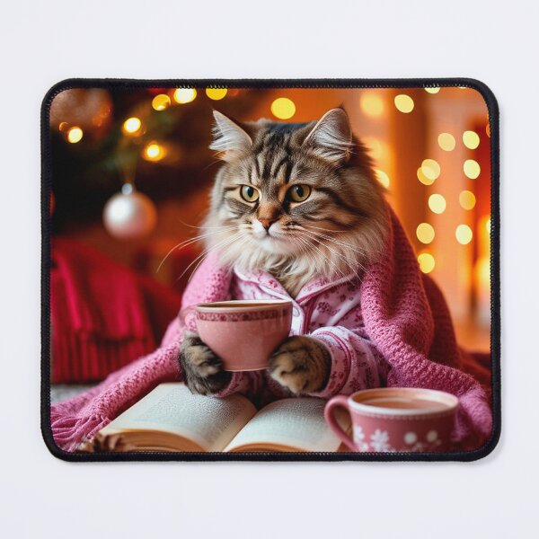 Item preview, Cozy Winter Cat Reading with Hot Cocoa designed and sold by AmetistLight.